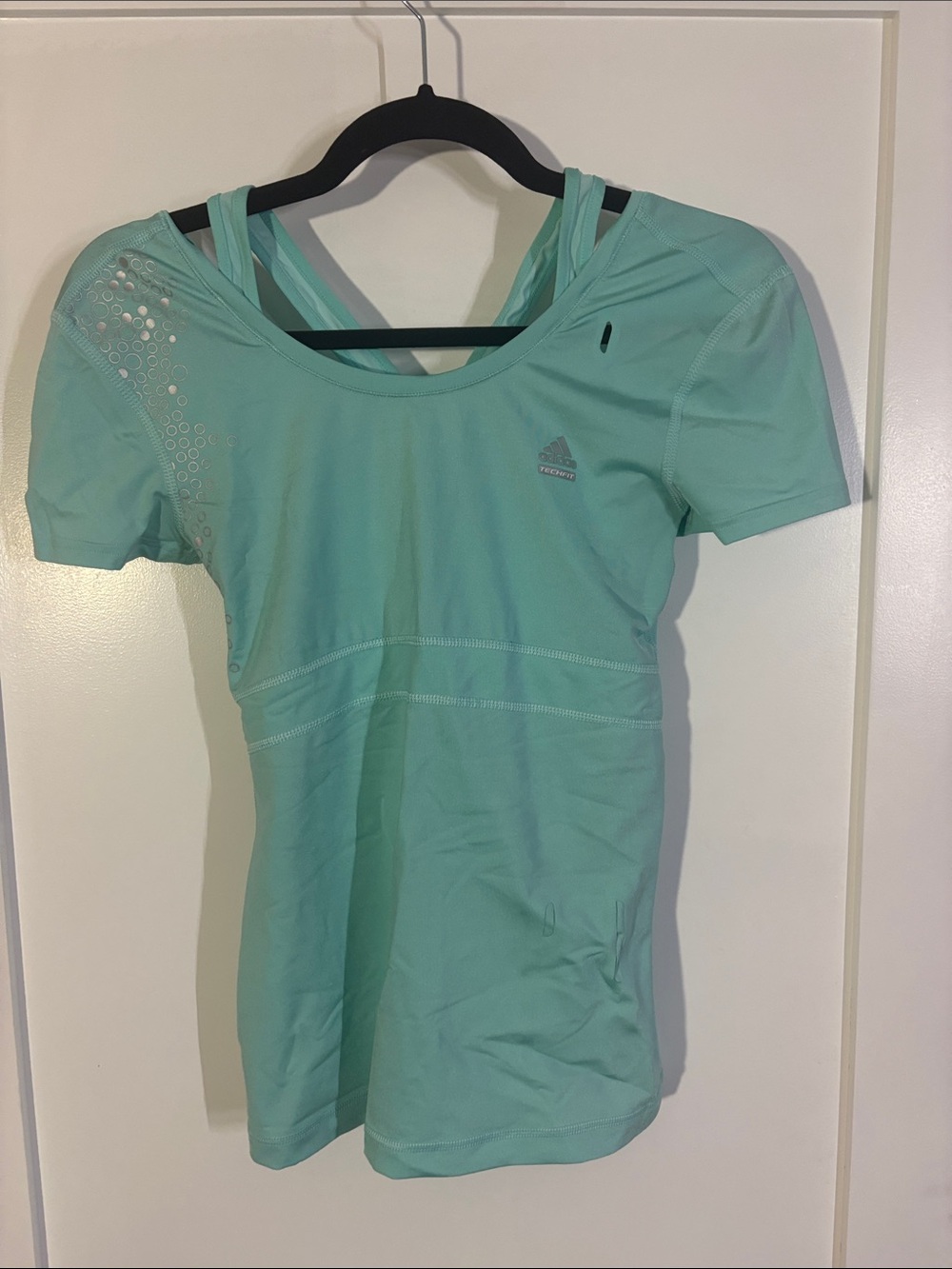 adidas Mint Green Short Sleeve Athletic Top with Built-In Straps
